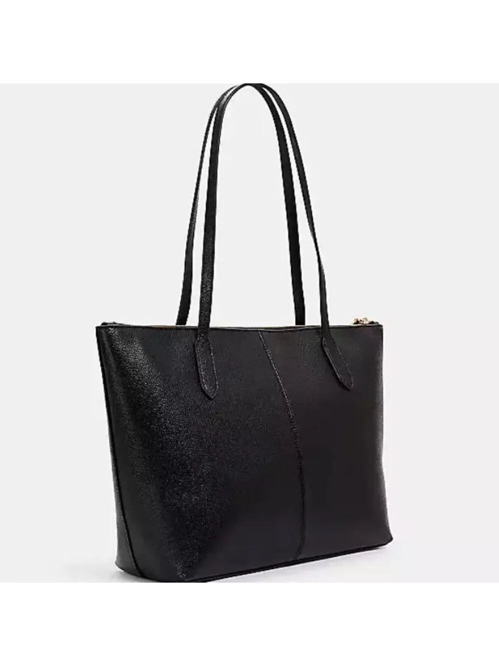 Coach Black Leather Zip Top Tote Handbag NWT